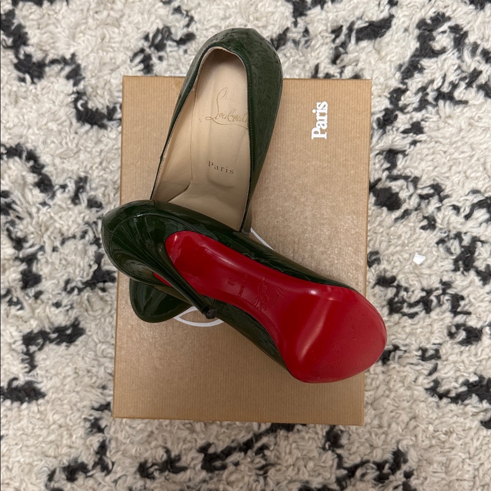 Christian Louboutin Dark Green Patent Heels